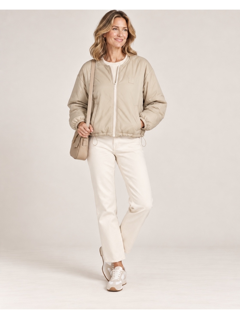 Calvin Klein Women’s Reversible Quilted Jacket XL Chalk Beige NWT